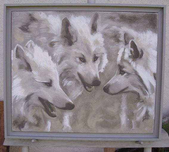 trois ttes de loups - toile de lin